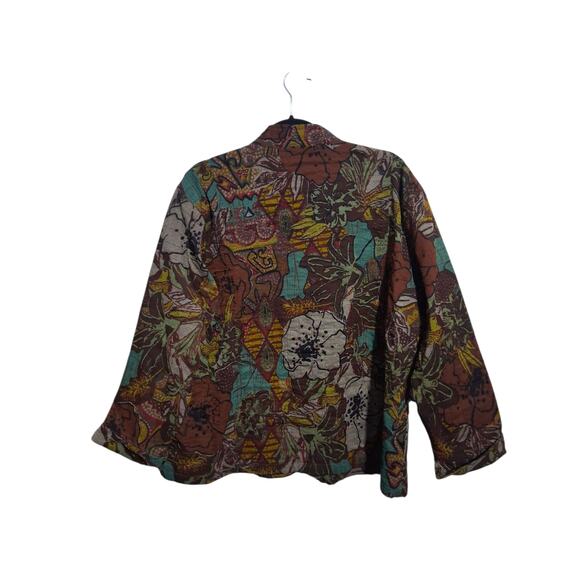 Vintage Life Style Womens 3X Quilted Floral Patchwork Artsy Boho Cardigan Jacket - Picture 2 of 14